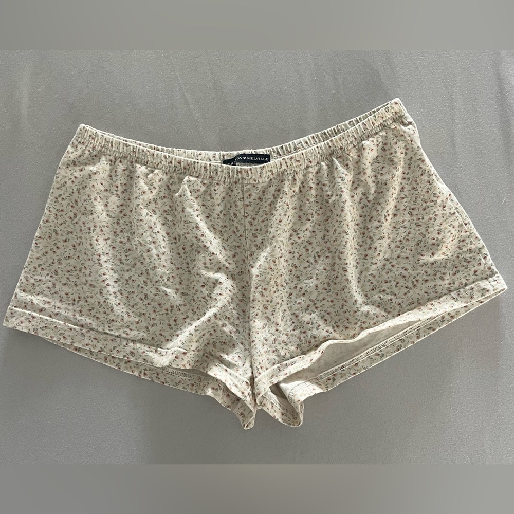 Brandy Melville Cream Floral Sleep Shorts
